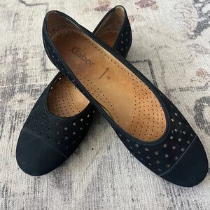 Gabor Women's Black Perforated Flats Size 8 Nwot